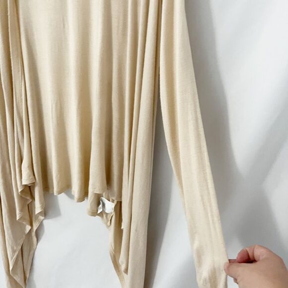 2b Bebe Cream Beige Open Front Cascading Cardigan Lightweight Size M - Picture 4 of 6